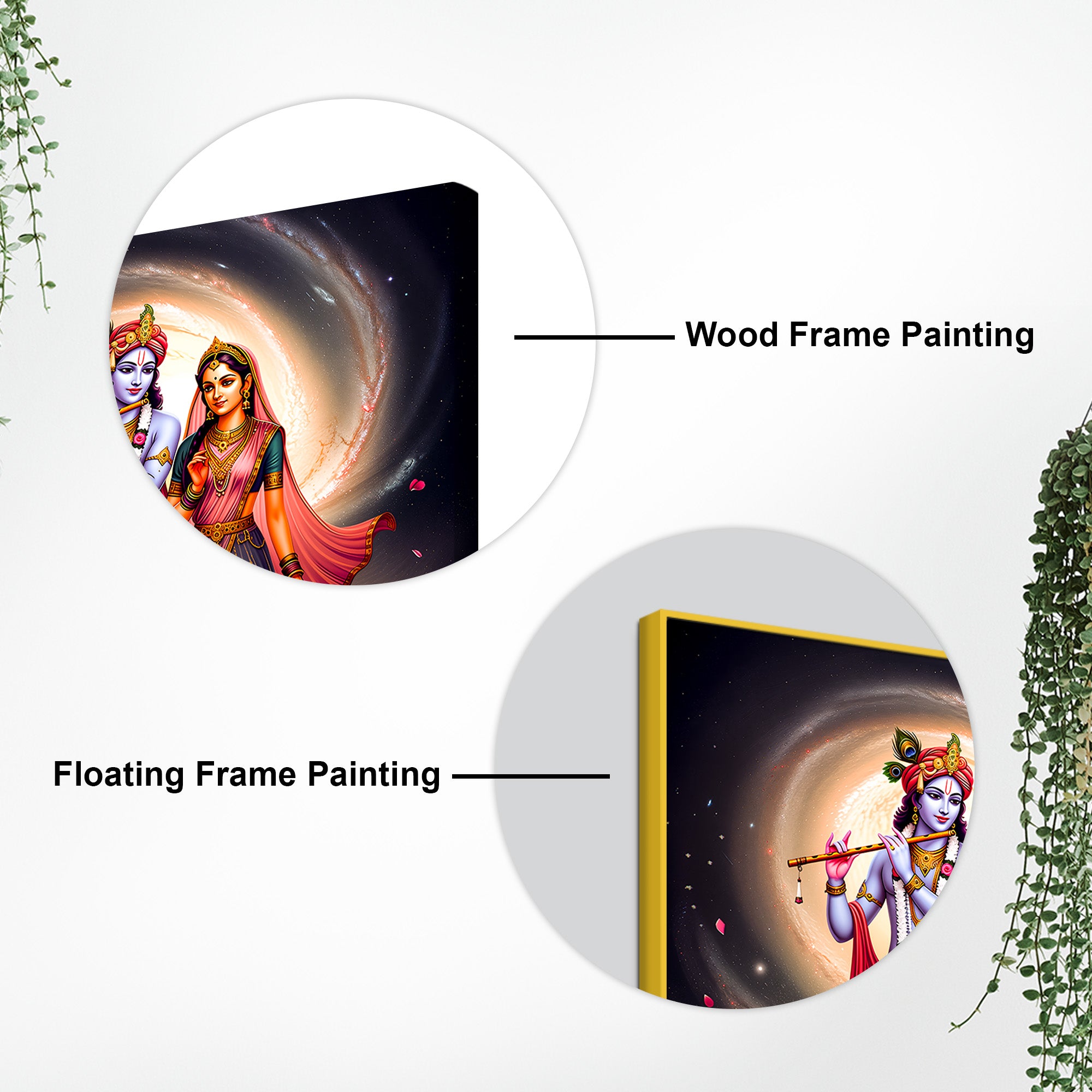 Eternal Shree Radha Krishna Cosmic Theme Canvas Wall Painting for Home Temple & Office – Modern Devotional Wall Decor