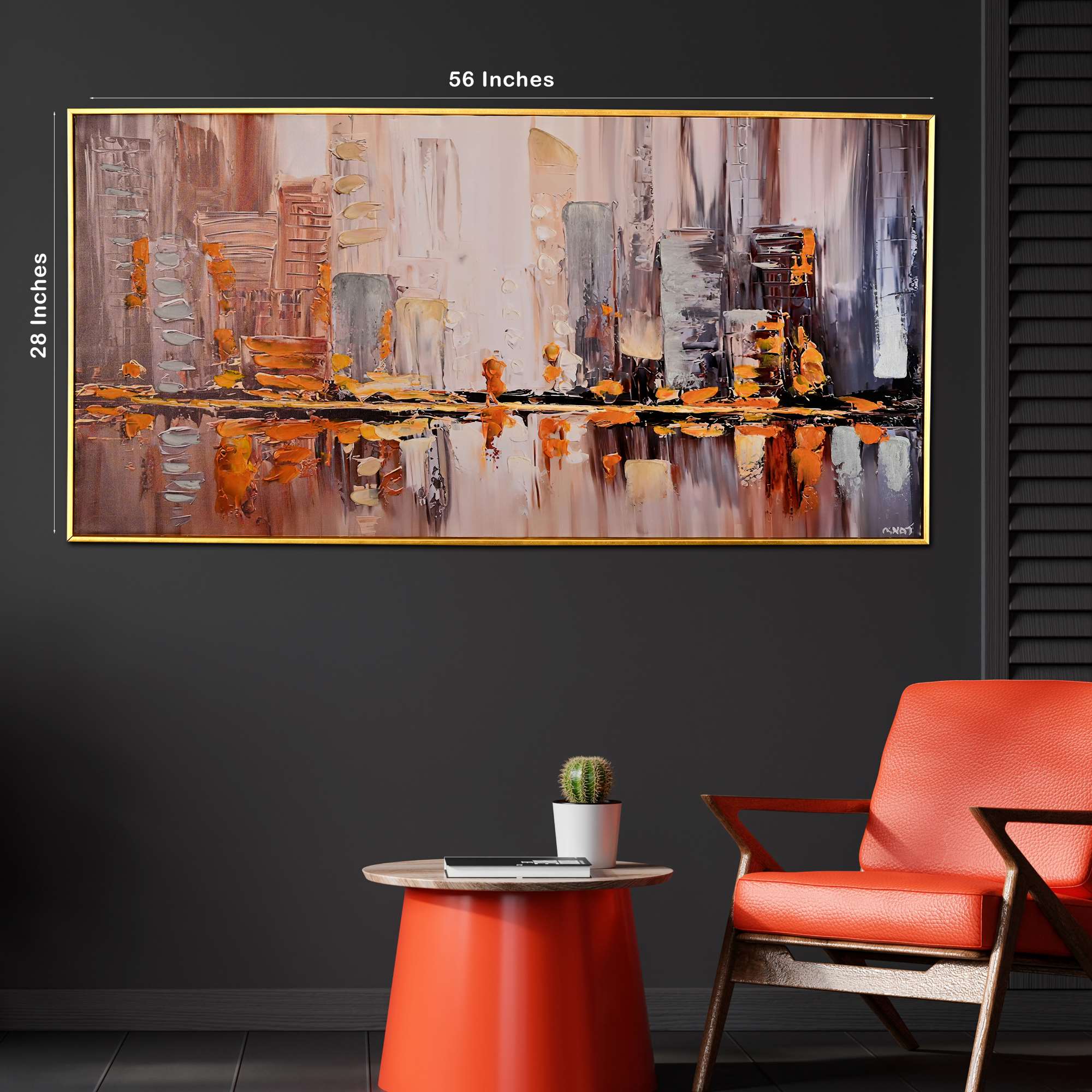 Ethereal Shore Abstract Hand Painted Wall Painting with Floating Frame