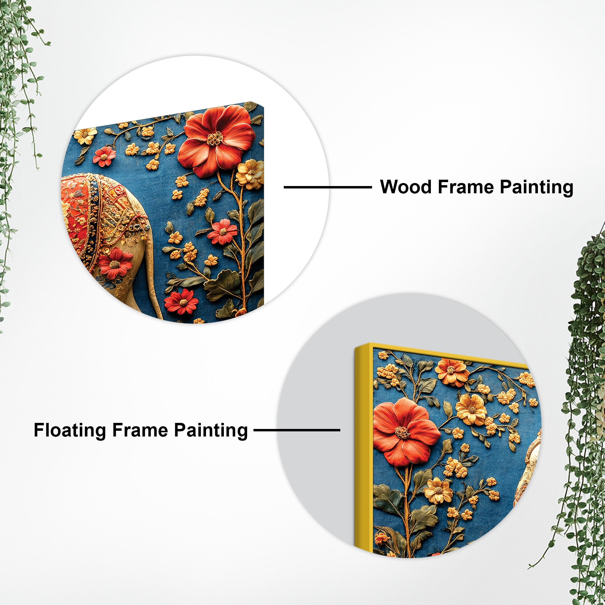 Ethnic Elephant Wall Art Premium Canvas Wall Painting