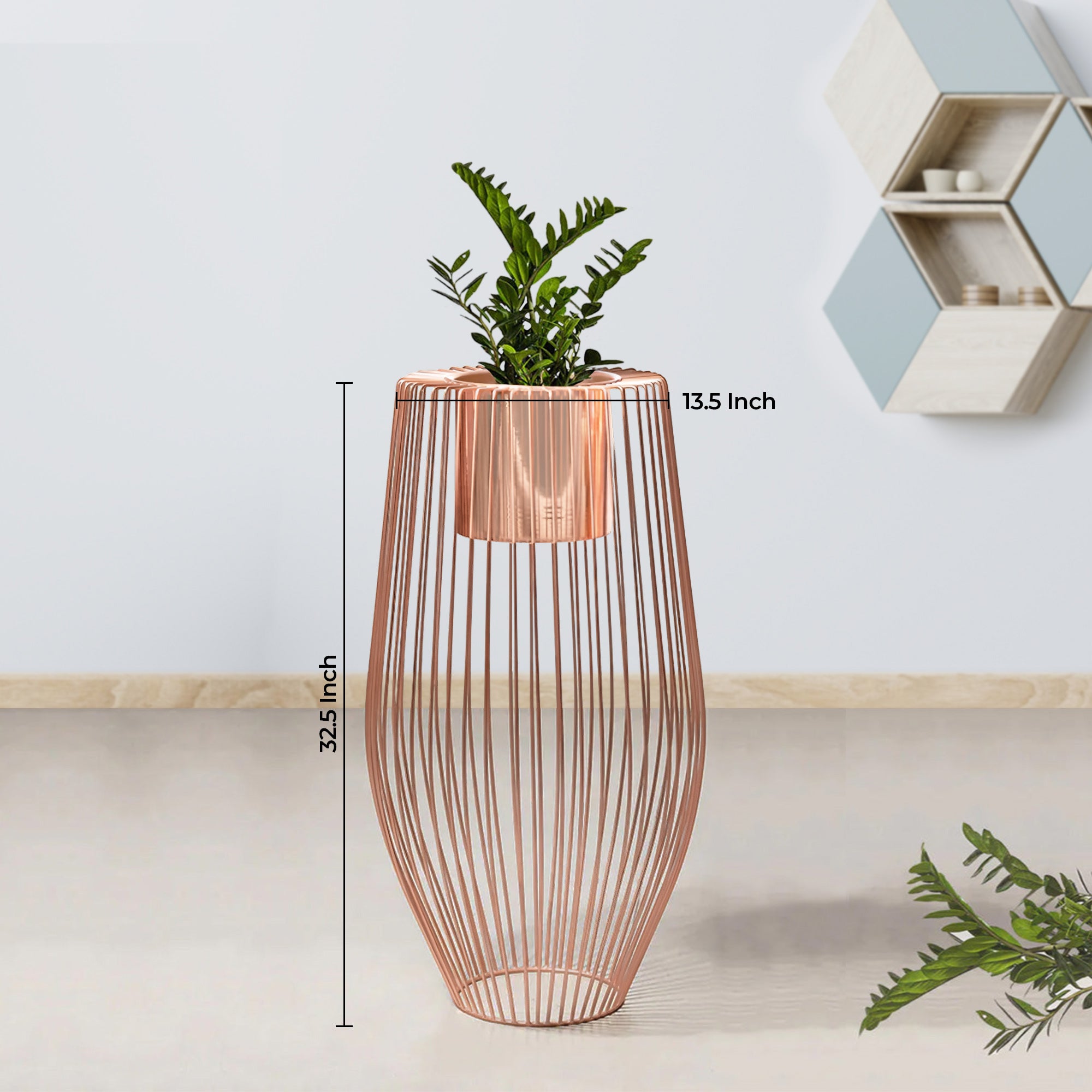 Euphoric Earth Ross Gold Stand & Ross Gold Finish Pot - Large Size Planter