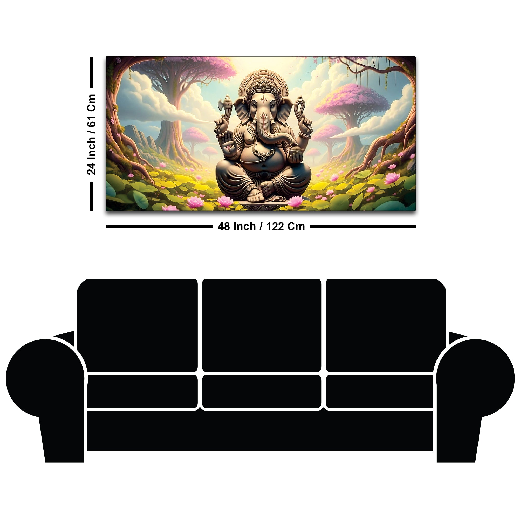 Exclusive Nature Themed Lord Ganesha's Premium Canvas Wall Painting For Home & Office Spaces – Modern Religious Wall Art
