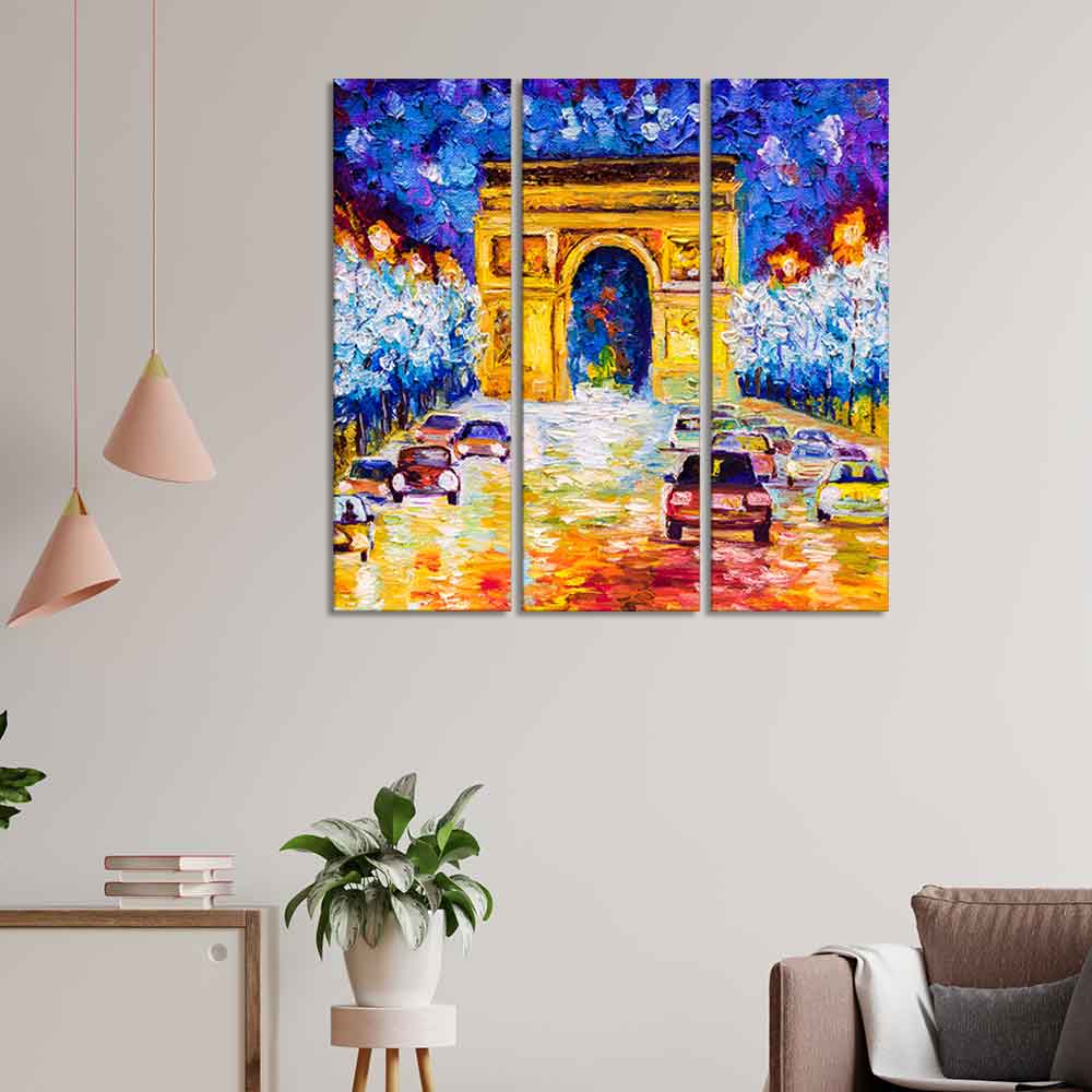 Famous Arc de Triomphe Wall Painting Set of 3 Pieces