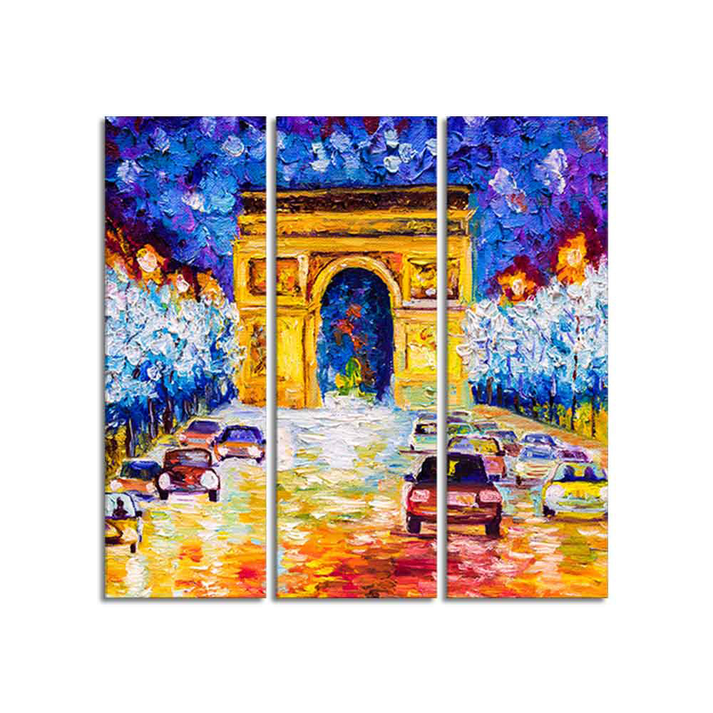 Famous Arc de Triomphe Wall Painting Set of 3 Pieces