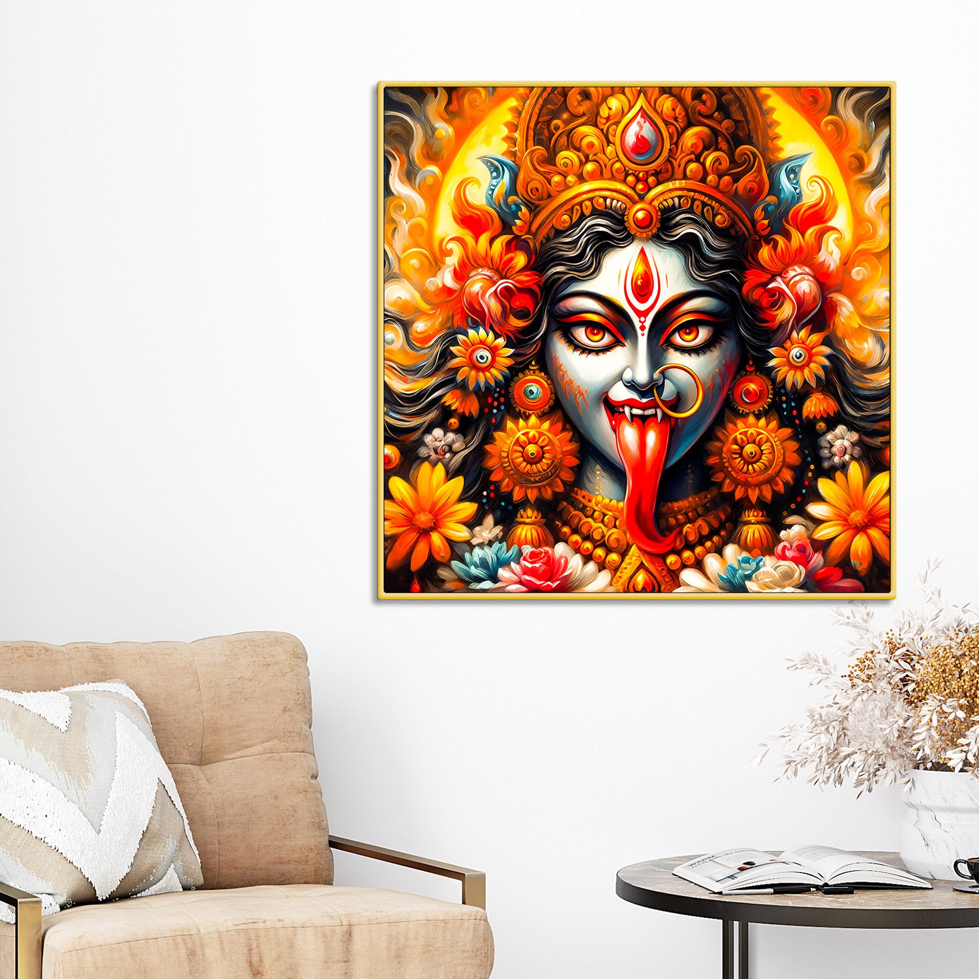 Fierce Goddess Kali Religious Canvas Wall Painting