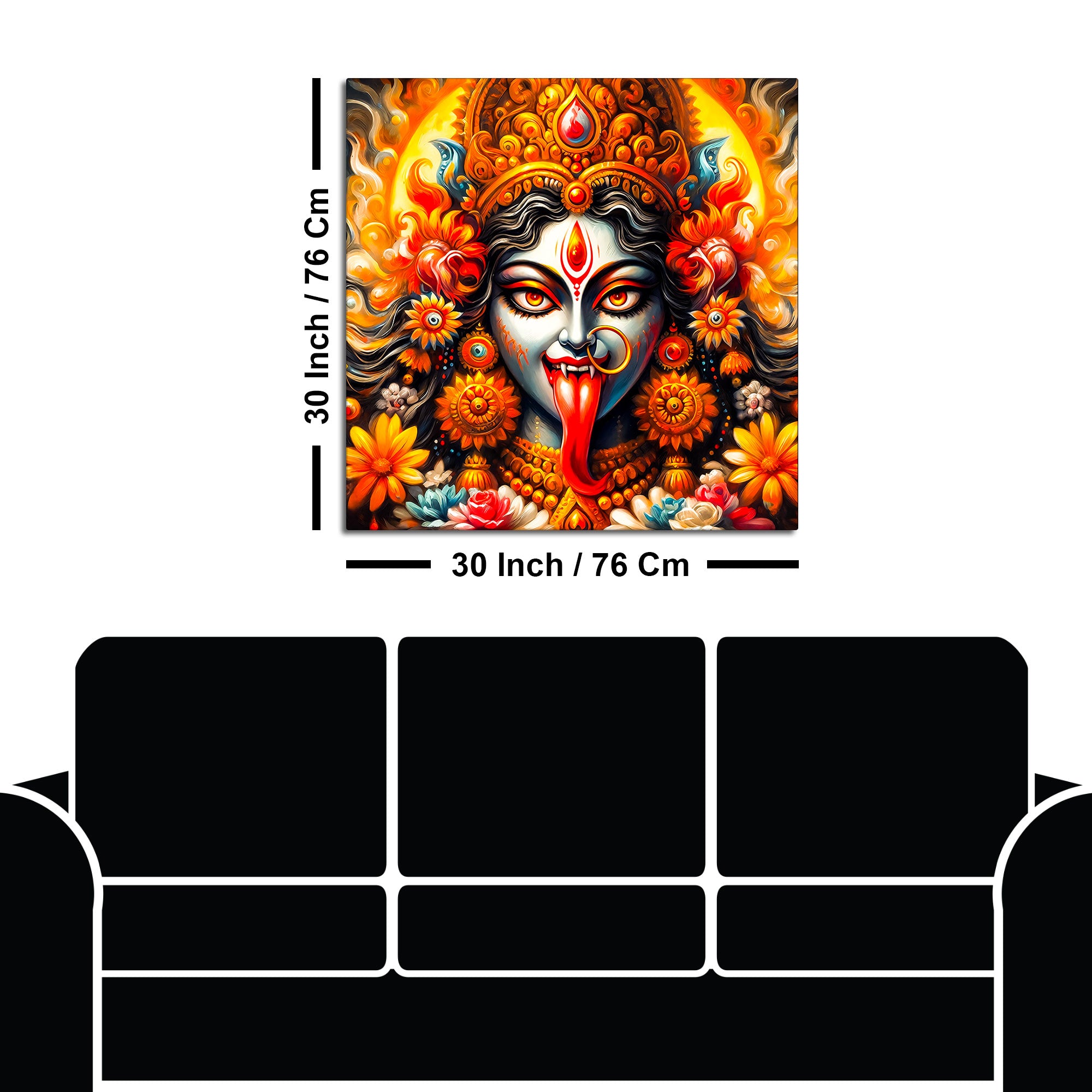 Fierce Goddess Kali Religious Canvas Wall Painting
