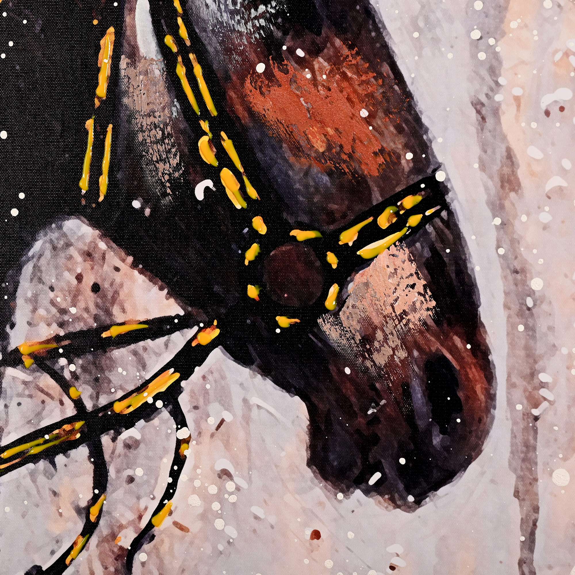 Fiery Horse Spirit Hand Painted Wall Painting with Floating Frame