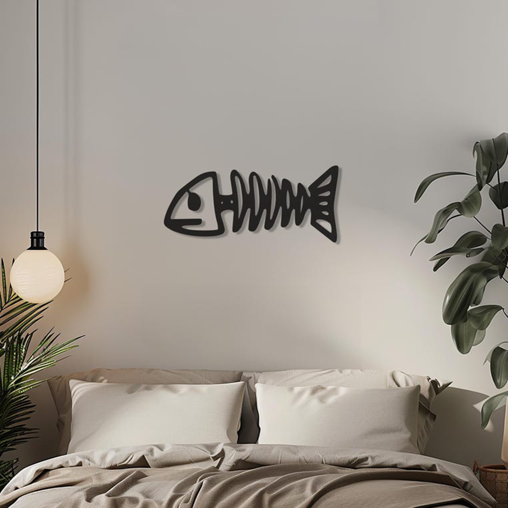 Fish Skeleton Metal Wall Art Modern Decor Artwork