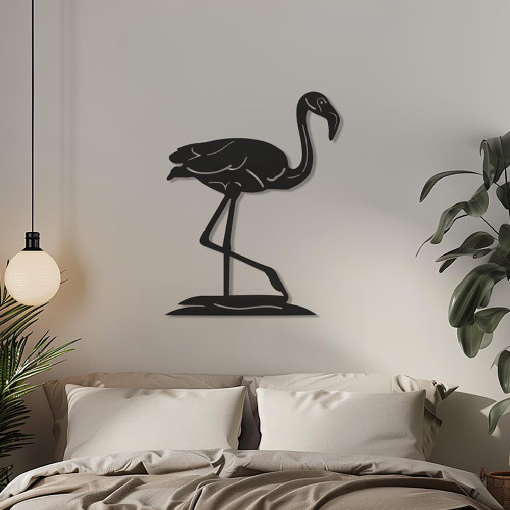 Flamingo Design Silhouette Metal Art Wall Decor