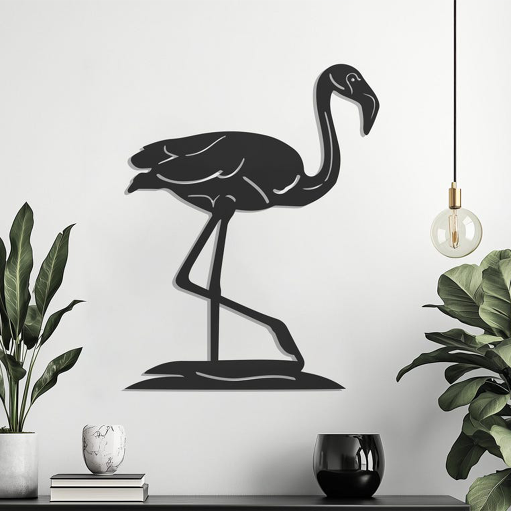 Flamingo Design Silhouette Metal Art Wall Decor