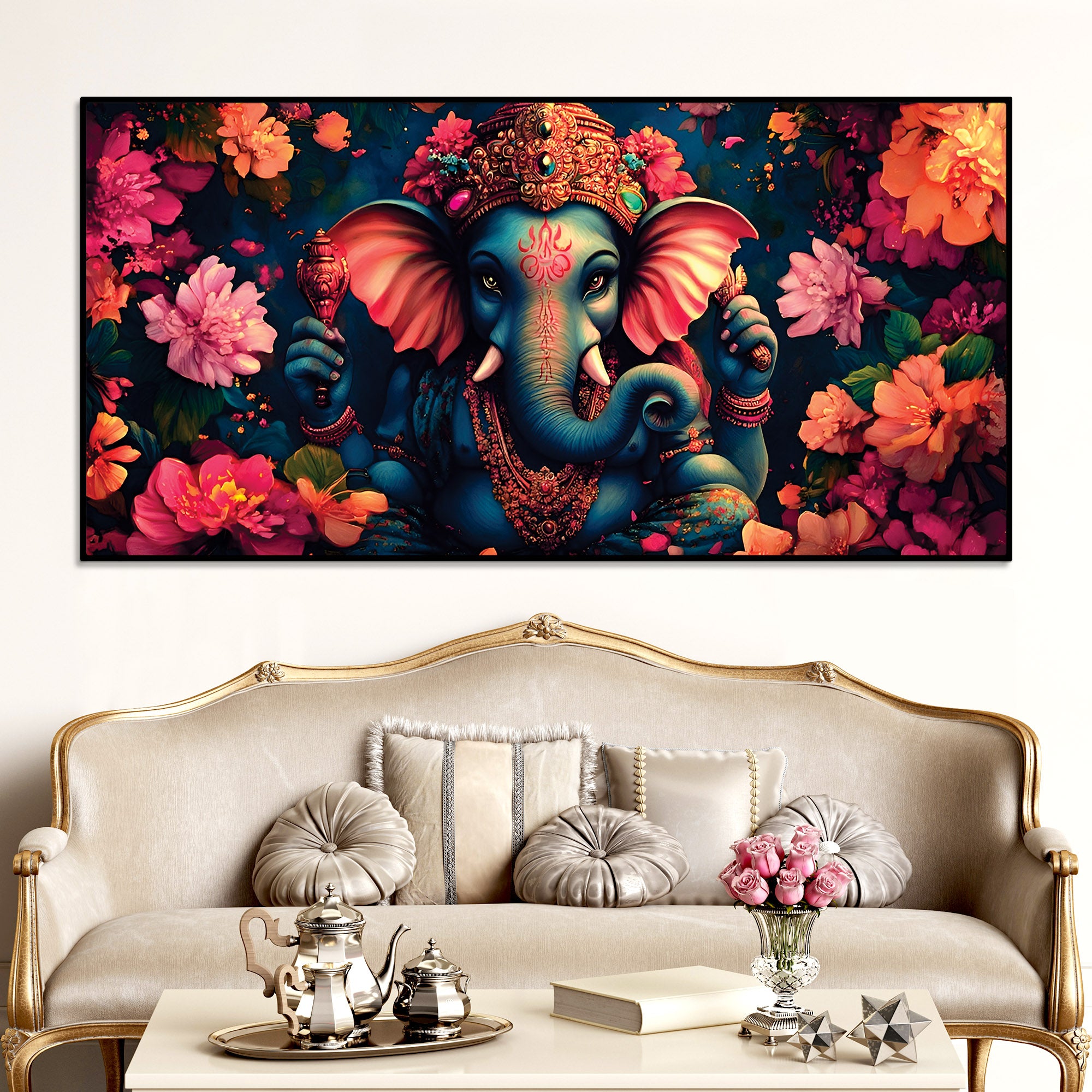 floral-grace-of-lord-ganpati-premium-canvas-wall-painting-for-home-office-decor