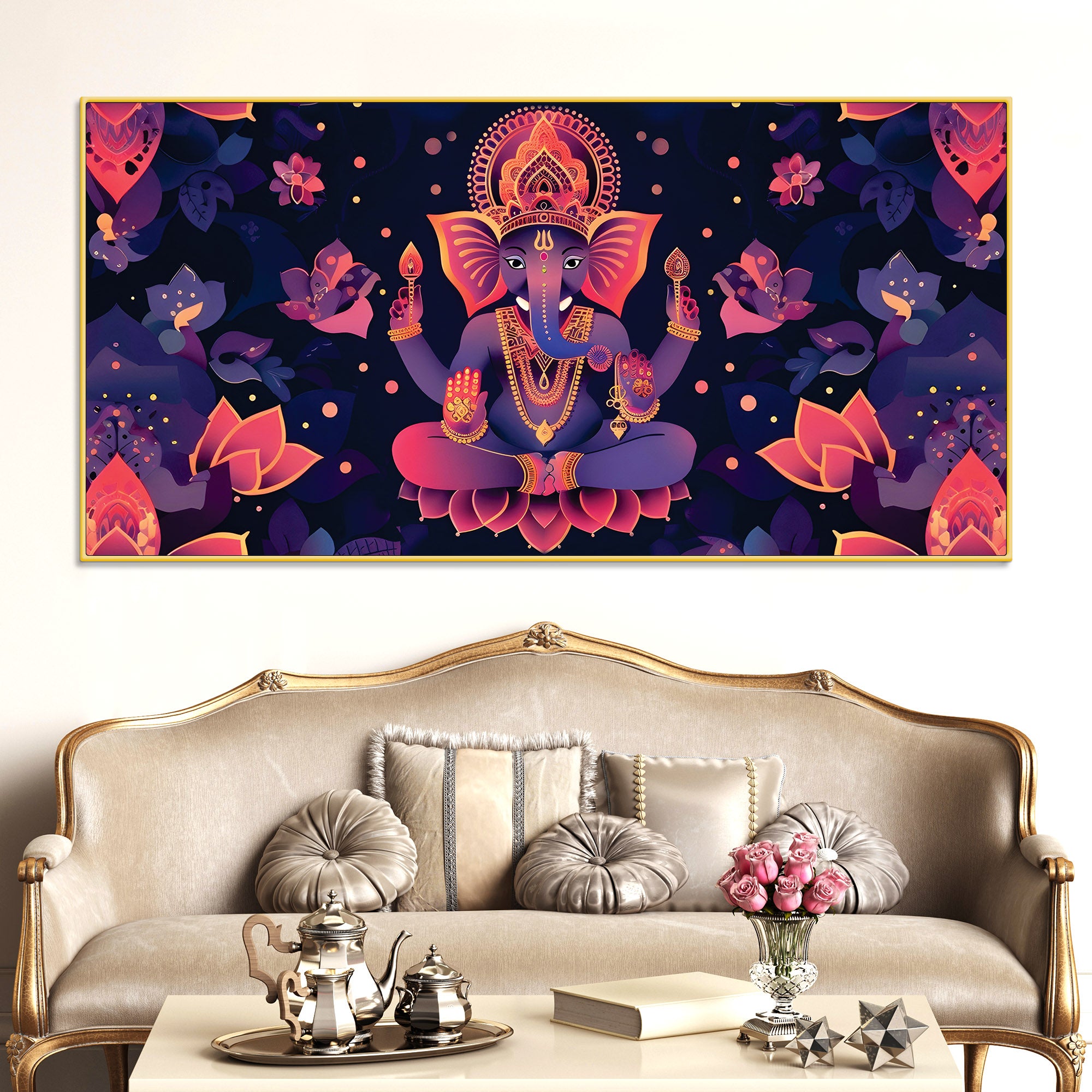 floral-purple-pink-themed-lord-shri-ganesha-canvas-wall-painting