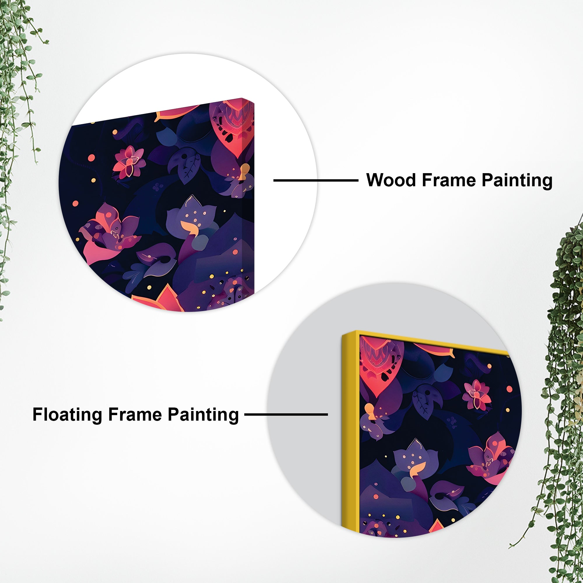 Floral Purple Pink Themed Lord Shri Ganesha Canvas Wall Painting for Home & Office – Elegant Spiritual Home Decor