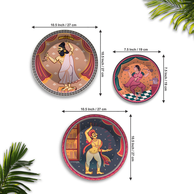 Folk Humor & Expression Premium Wall Plates Painting Set of 3