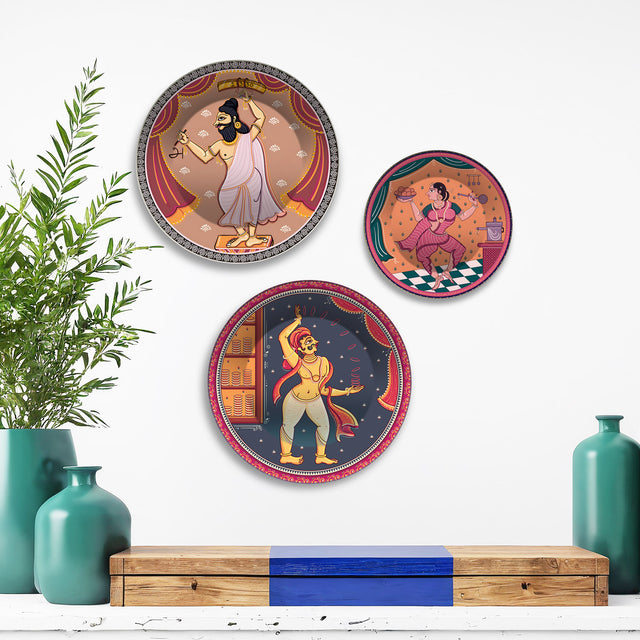 Folk Humor & Expression Premium Wall Plates Painting Set of 3