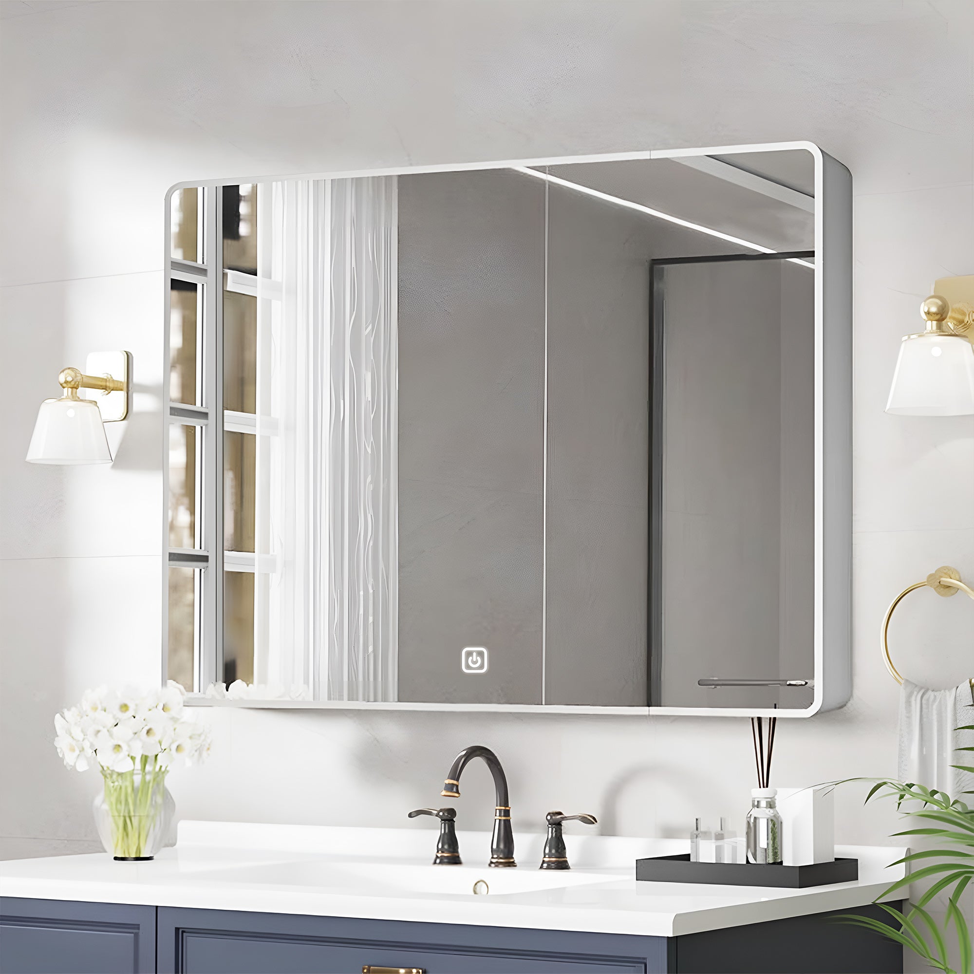 Frameless Bathroom Cabinet Mirror with LED Light and Modern Design