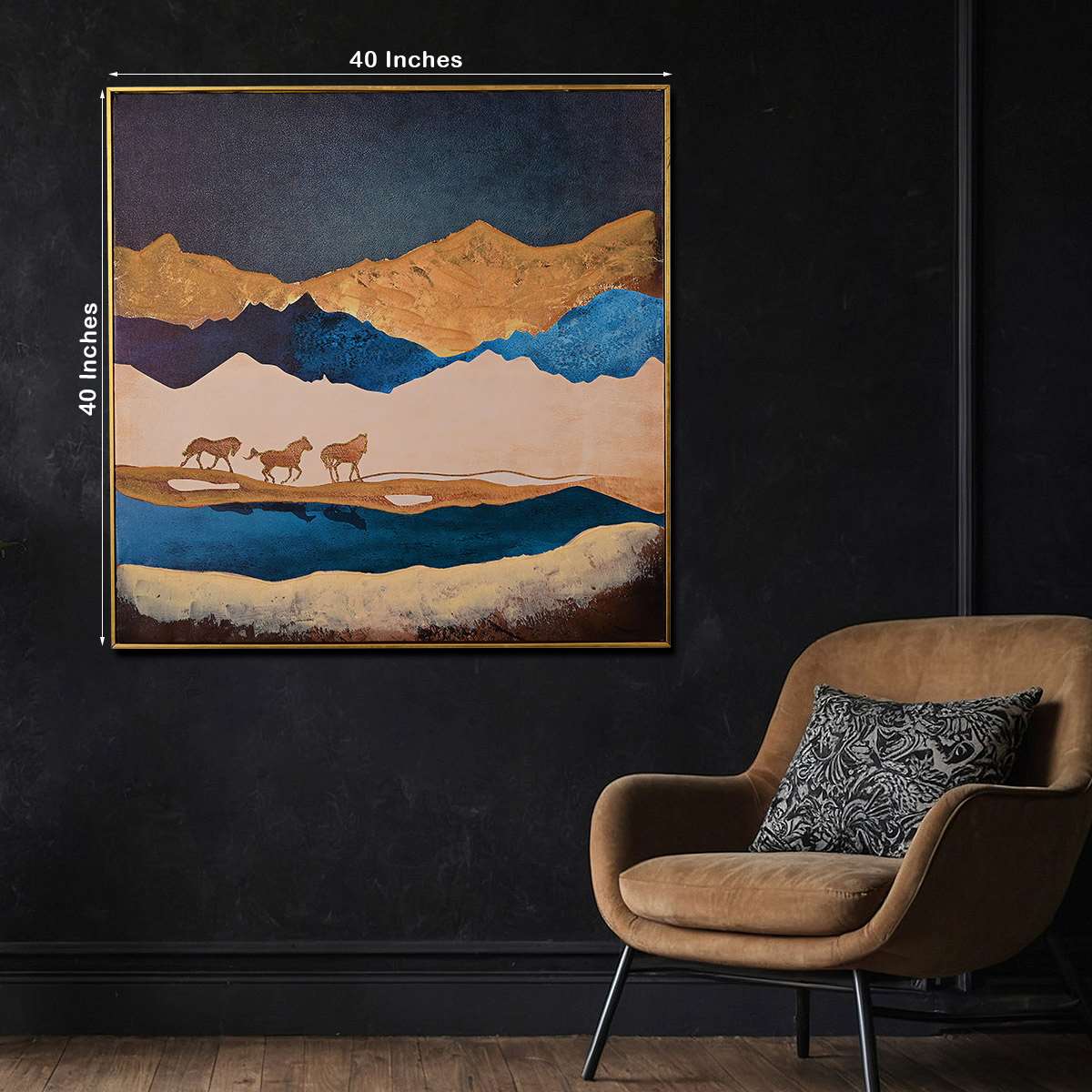 Freedom Like Stallion Horse Hand Painted Wall Painting with Floating Frame