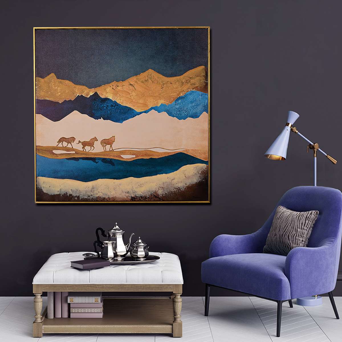 Freedom Like Stallion Horse Hand Painted Wall Painting with Floating Frame