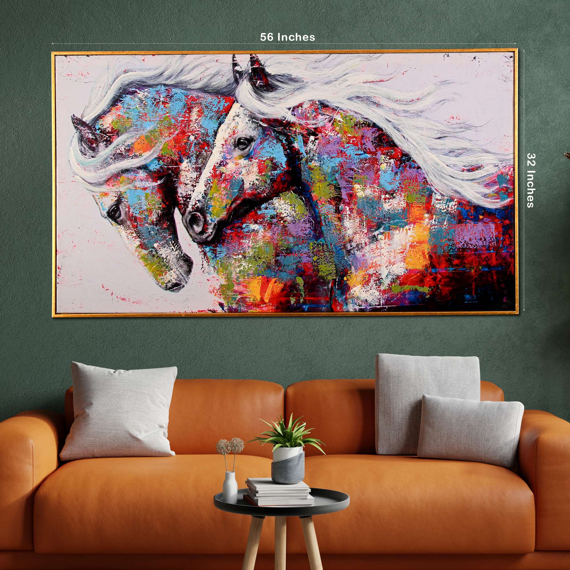 Freedom's Dance of Horse Hand Painted Wall Painting with Floating Frame