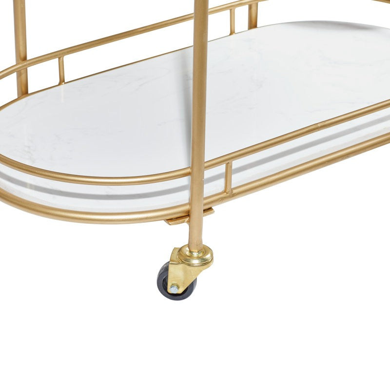 Functional Gold Bar Trolley with Curved Frame Design