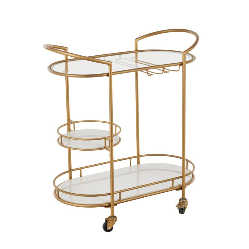 Functional Gold Bar Trolley with Curved Frame Design
