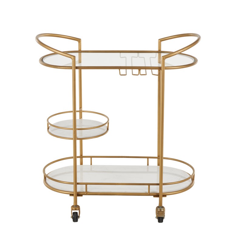 Functional Gold Bar Trolley with Curved Frame Design