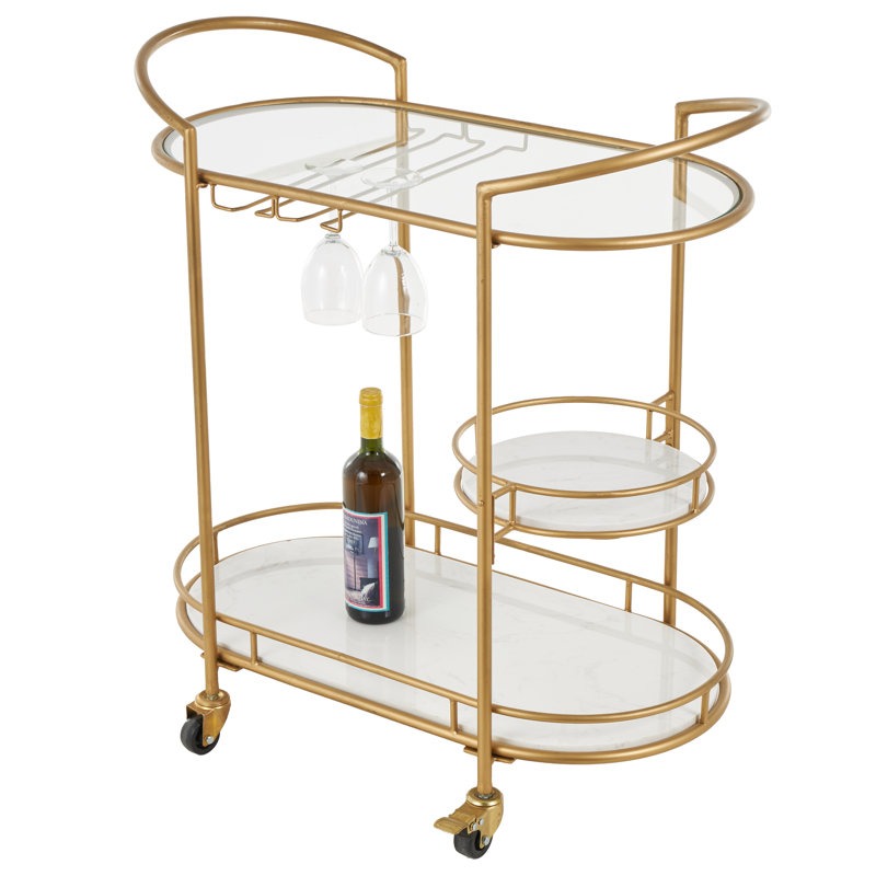 Functional Gold Bar Trolley with Curved Frame Design