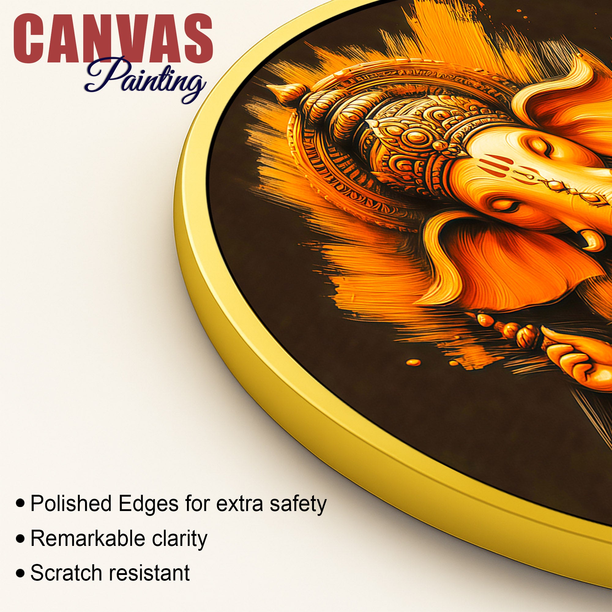 Ganesh Ji Decorative Round Canvas Painting