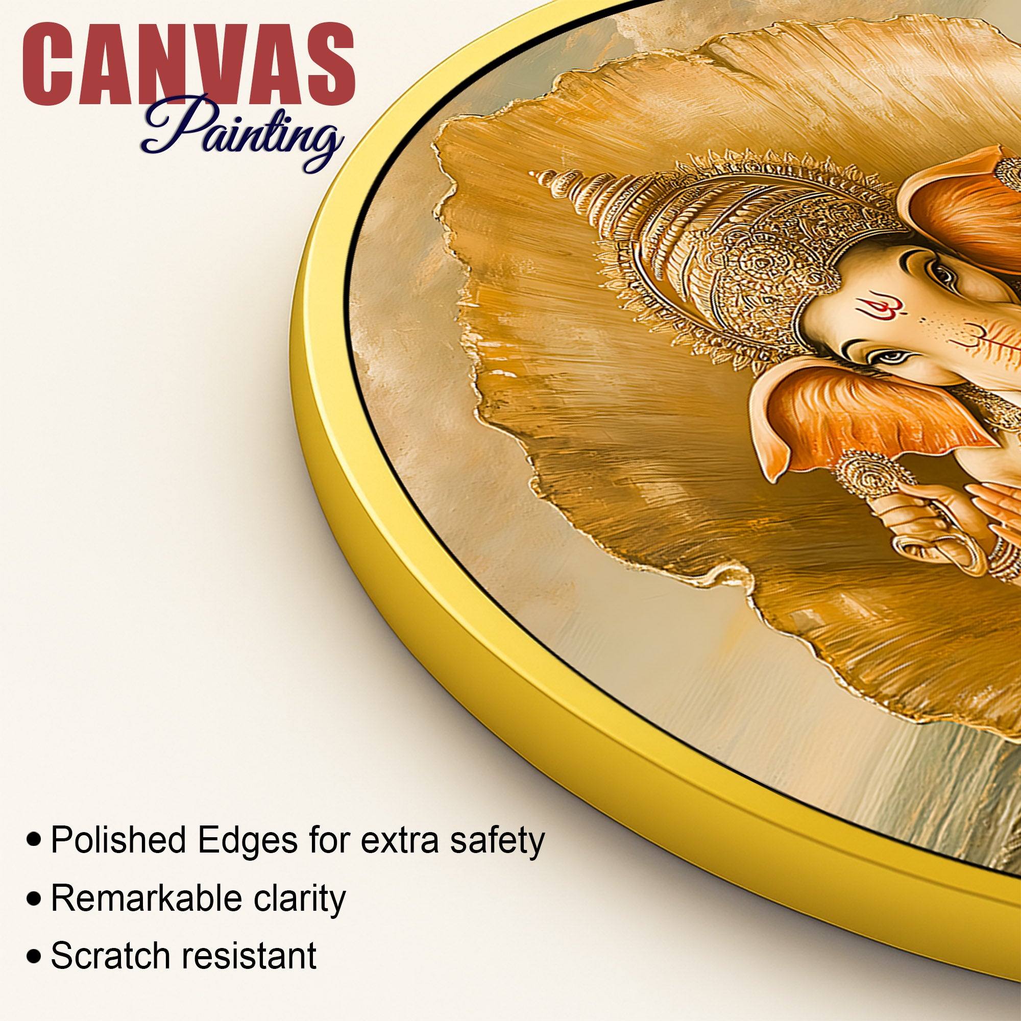 Ganesh Ji Round Canvas Wall Painting