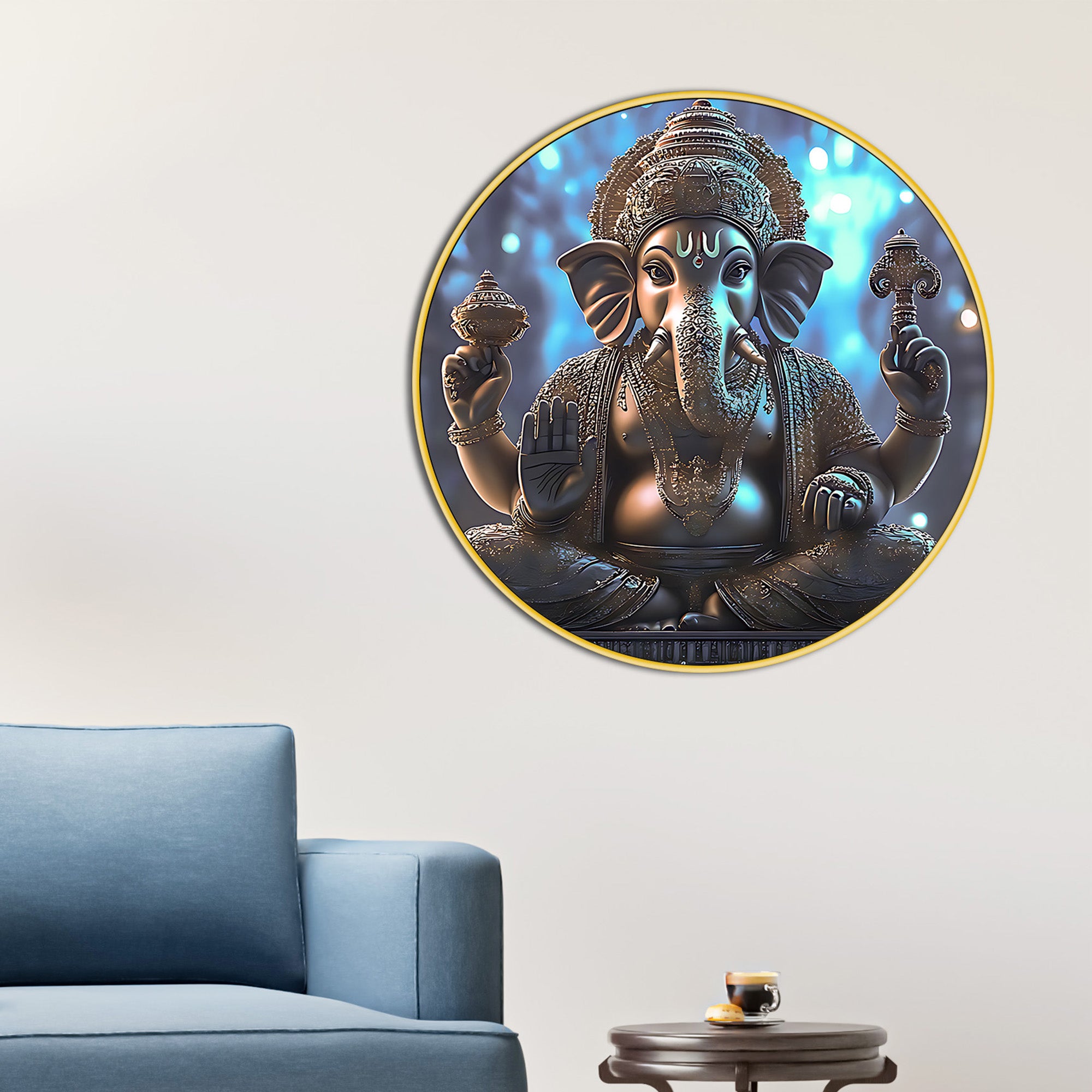 Ganesh Ji Round Wall Décor Painting