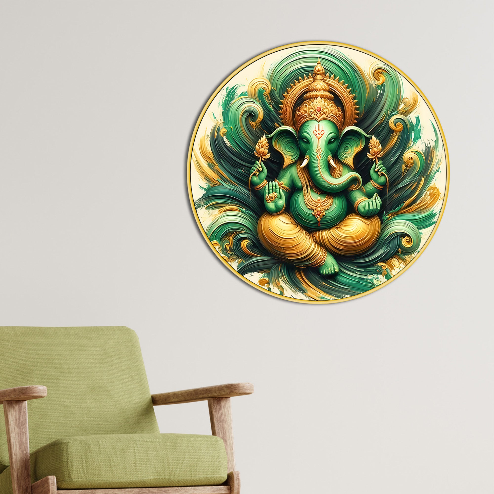 Ganesha Round Spiritual Wall Décor Painting