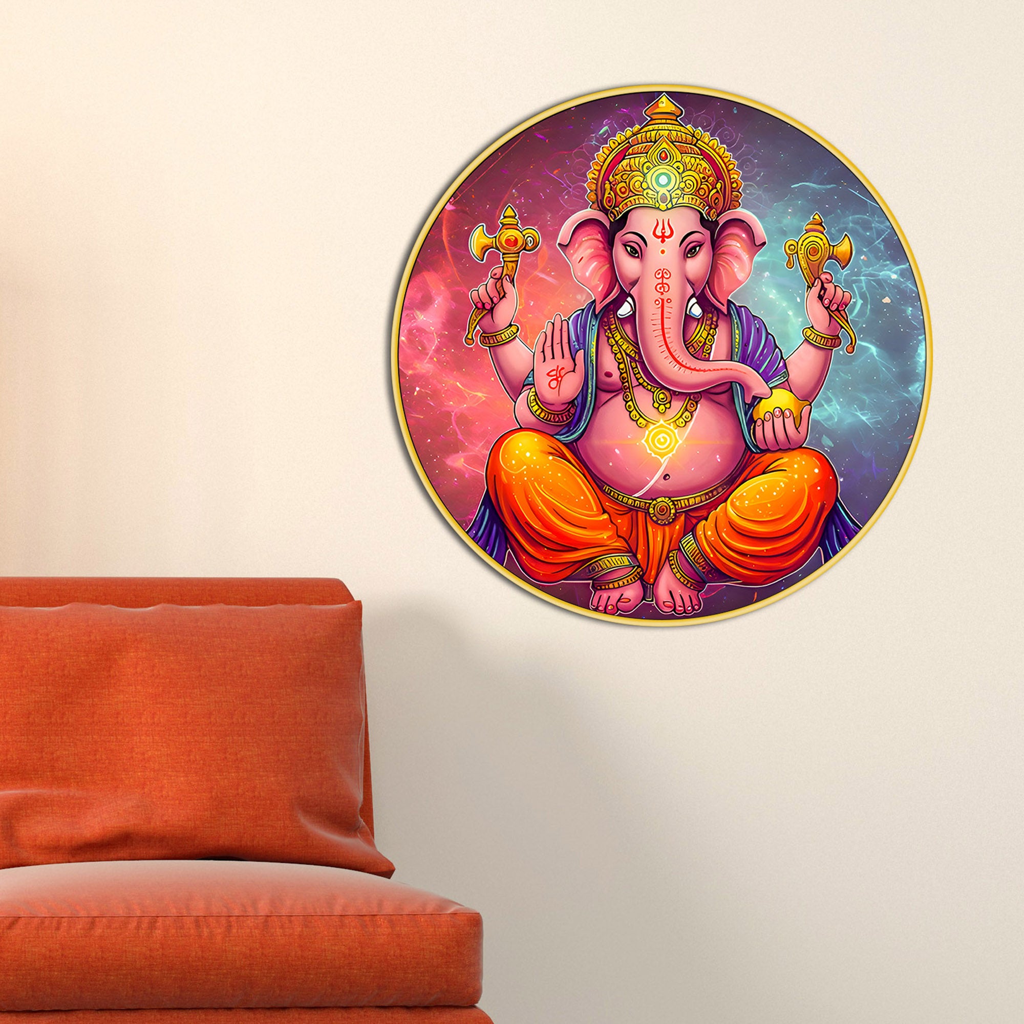 Ganpati Bappa Round Wall Décor Painting