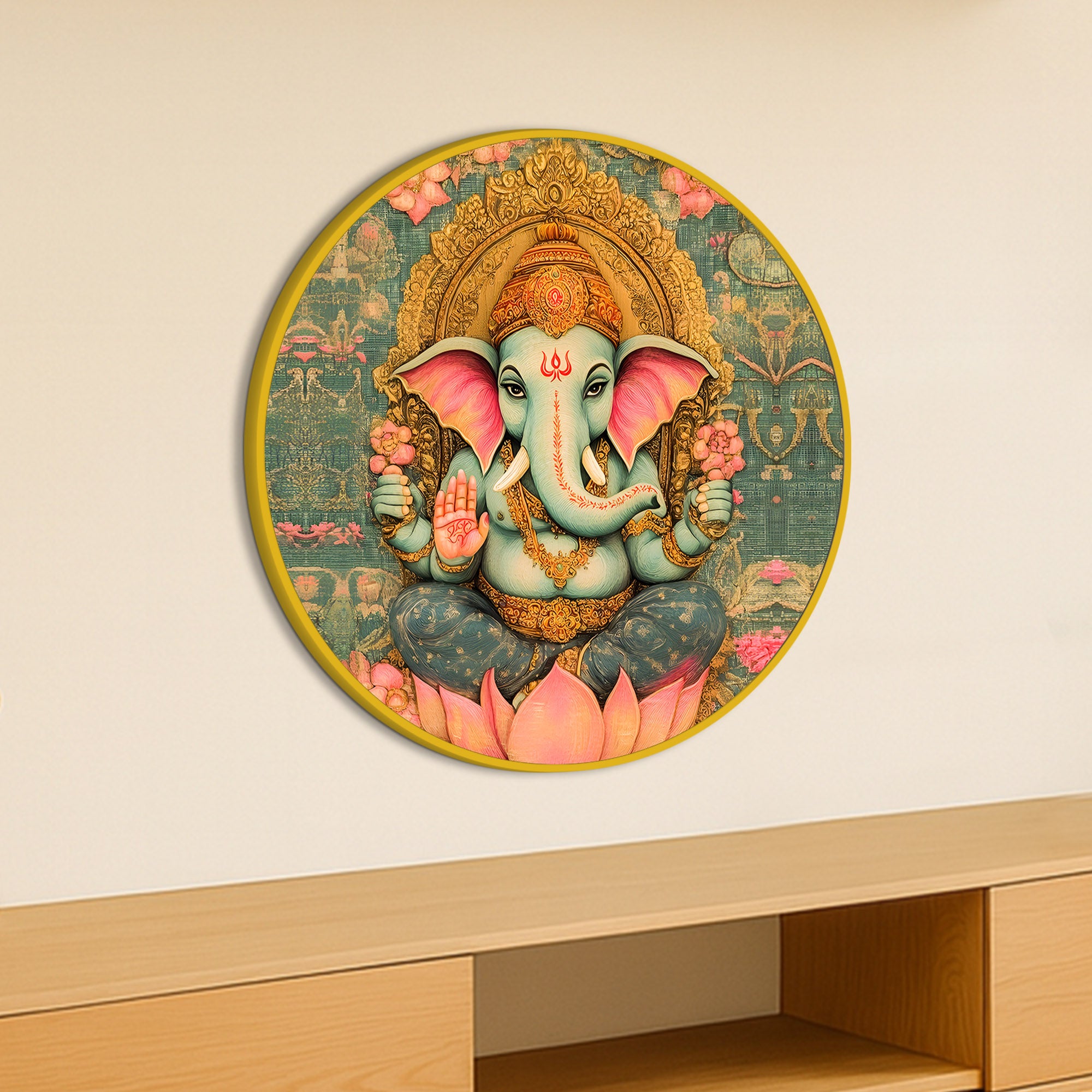Ganpati Round Shape Painting