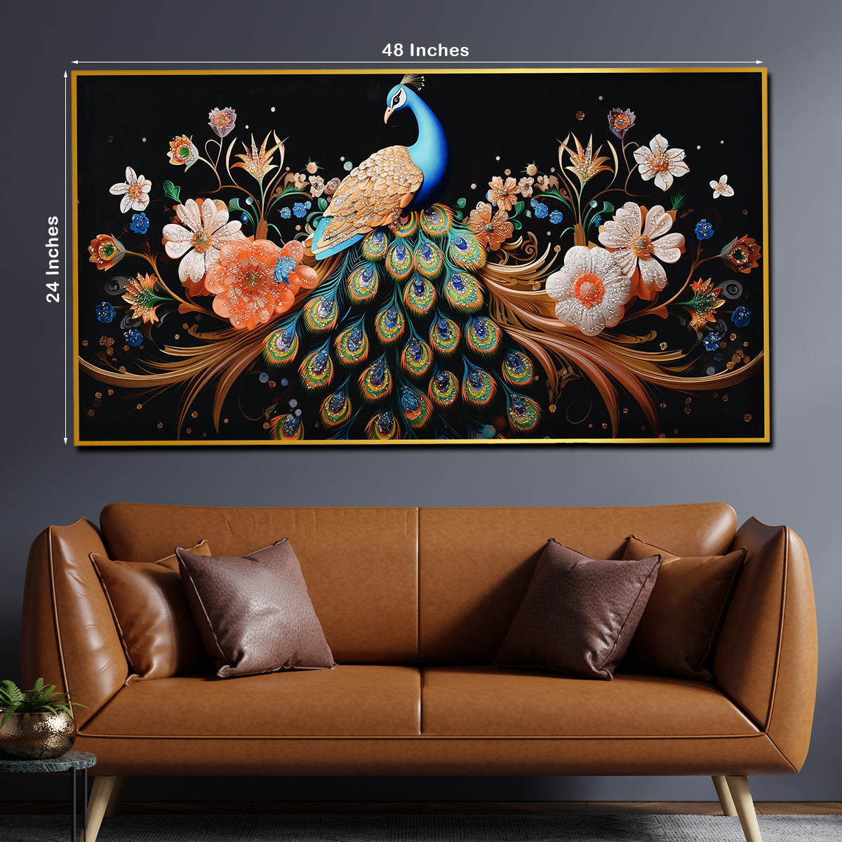 Garden of Peacock Beauty Framed Crystal Glass Painting