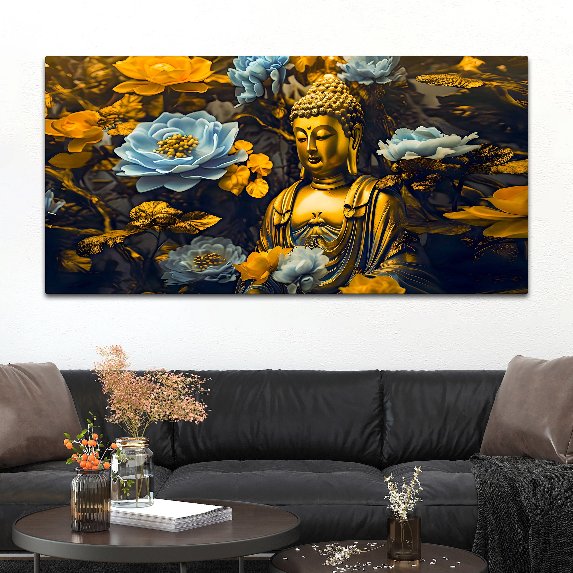 Gautam Buddha Wall Painting for Premium Living Room Décor