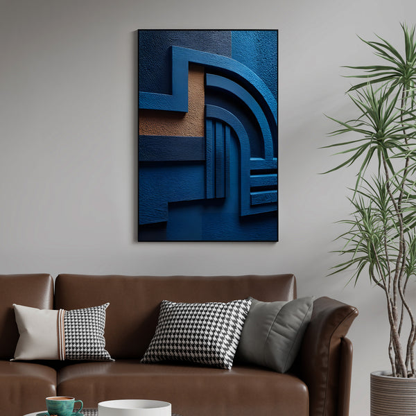 Geometric Architectural Blue Abstract 3D Wall Art Home Decor