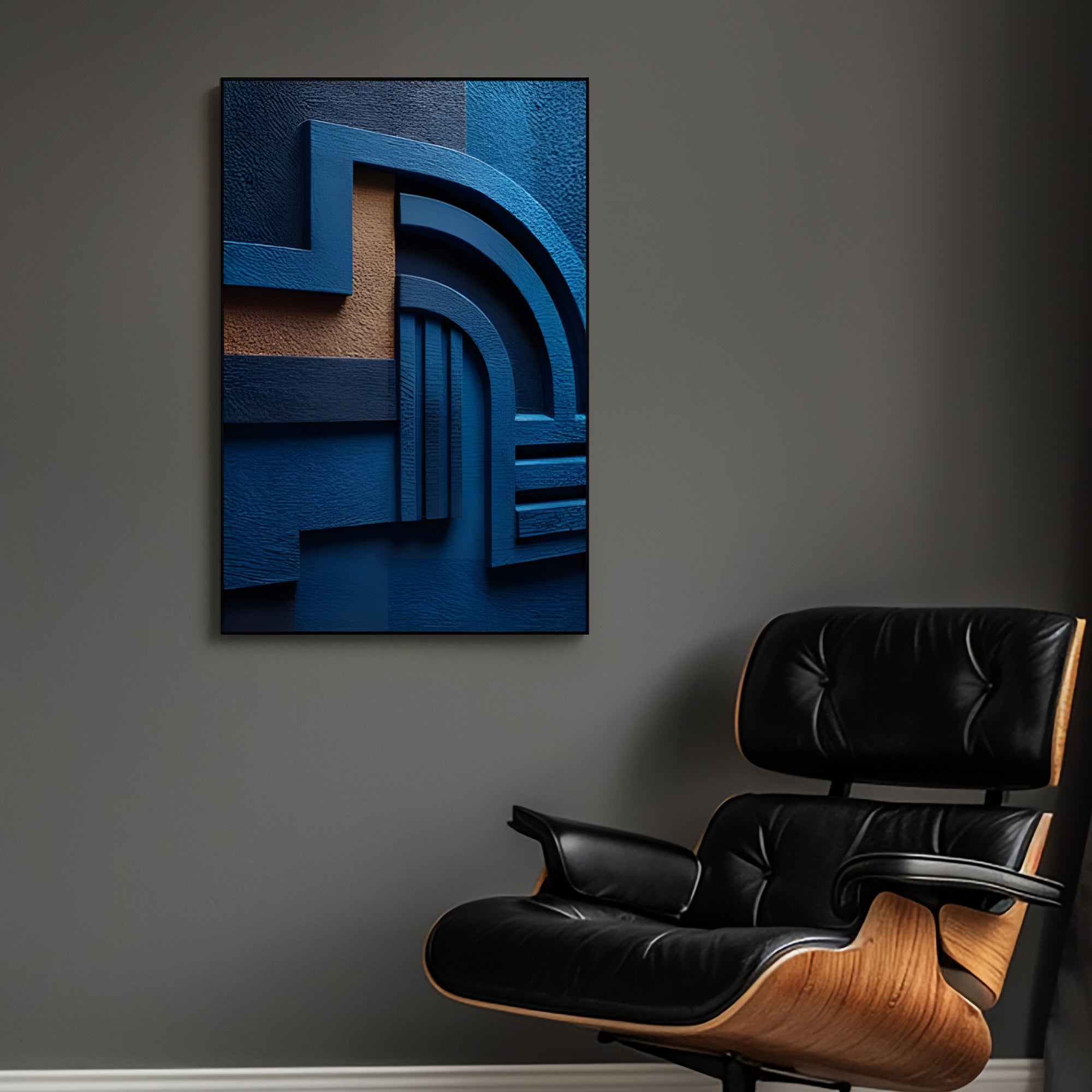 Geometric Architectural Blue Abstract 3D Wall Art Home Decor