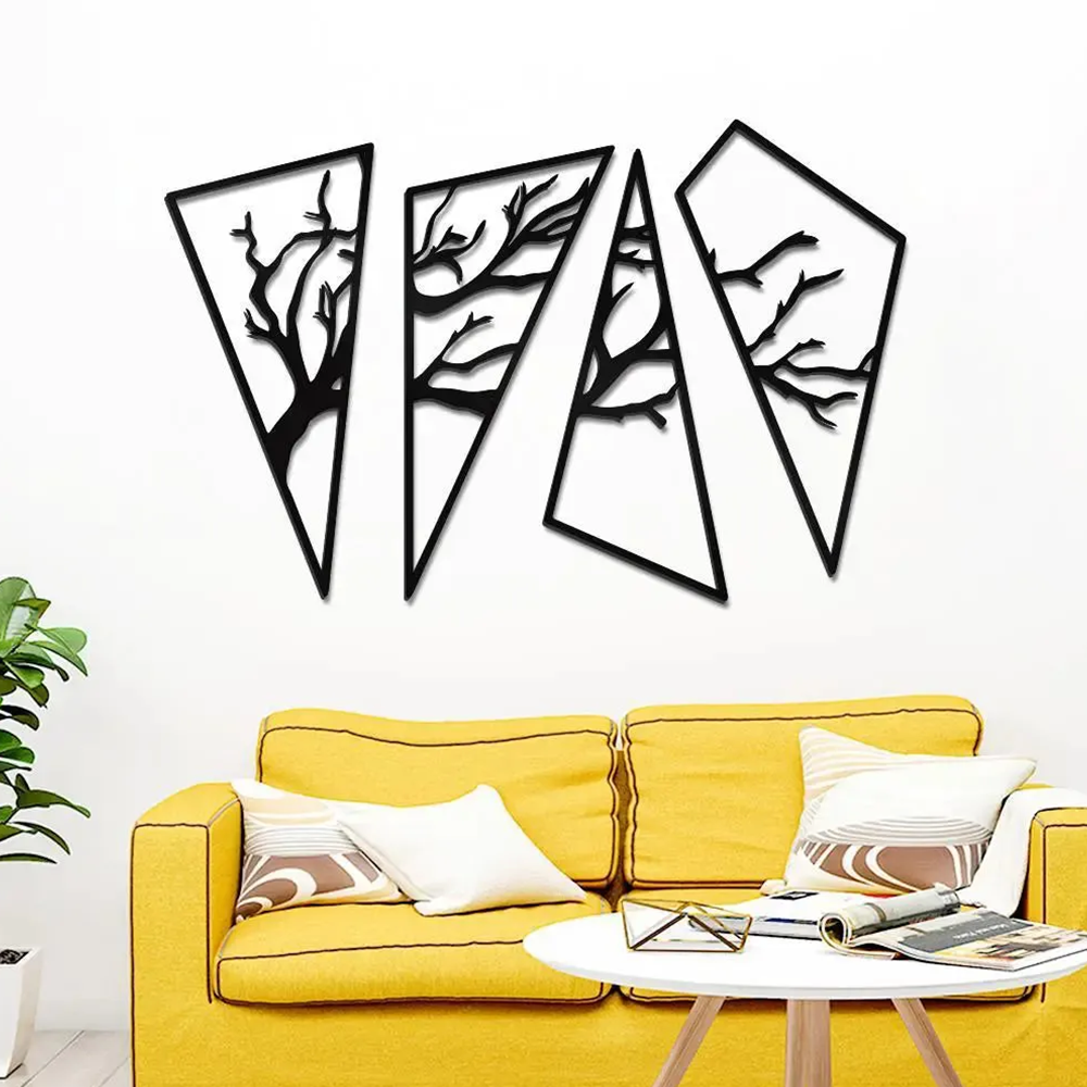 Geometric Tree of Life Metal Wall Art Modern Decor Artwork