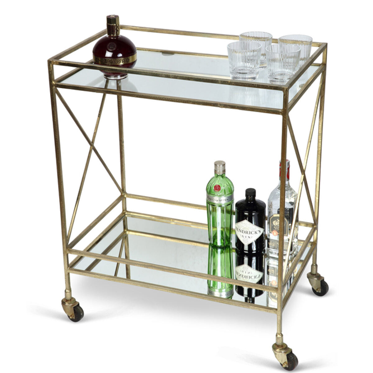 Glamorous Two-Tier Gold Bar Cart Drinks Trolley