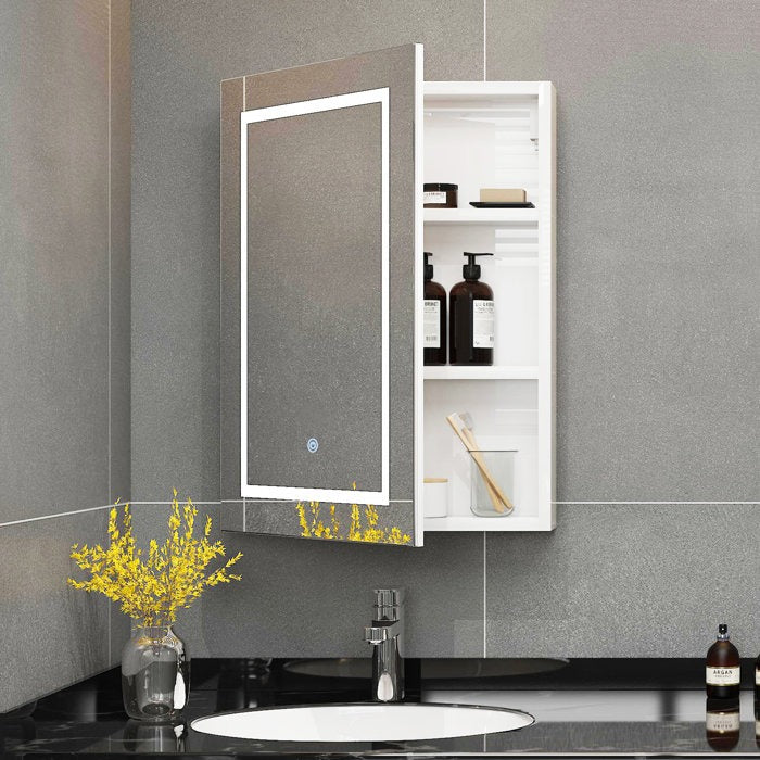 Glendine Compact Frameless Bathroom Mirror Cabinet with LED