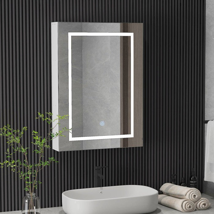 Glendine Compact Frameless Bathroom Mirror Cabinet with LED