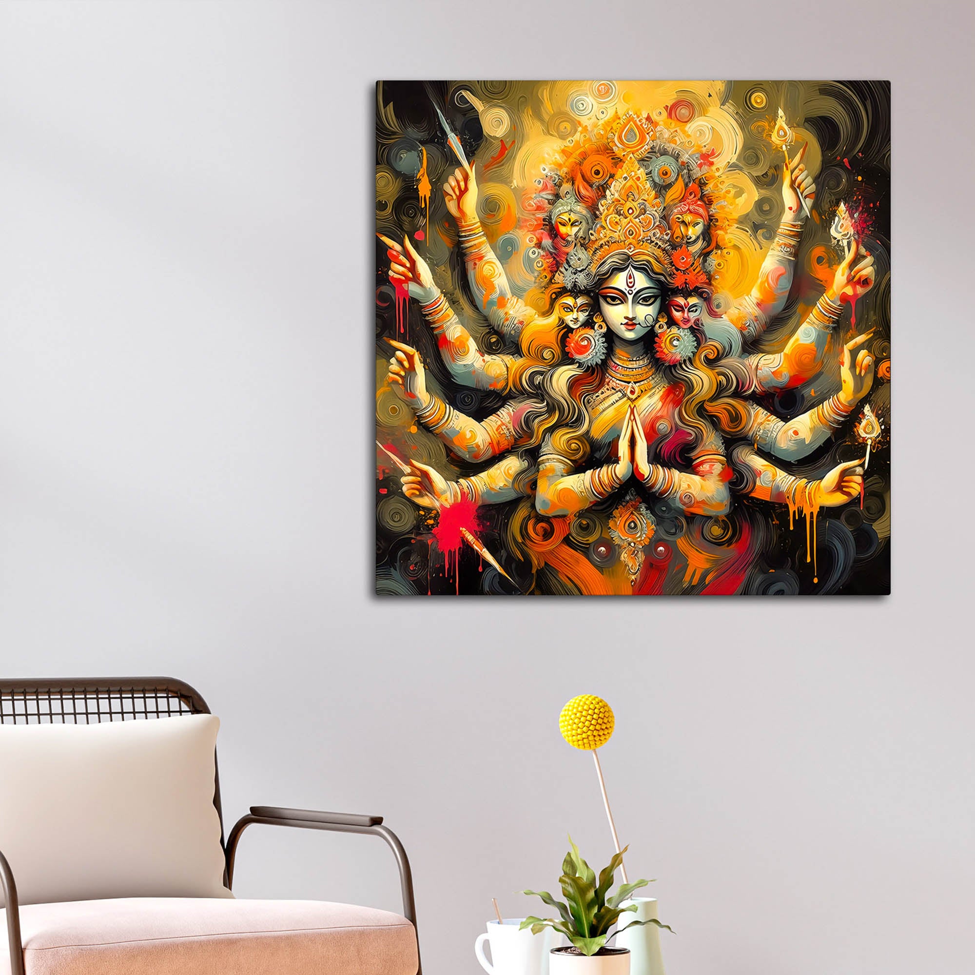 Goddess Durga Abstract Art Canvas Wall Painting