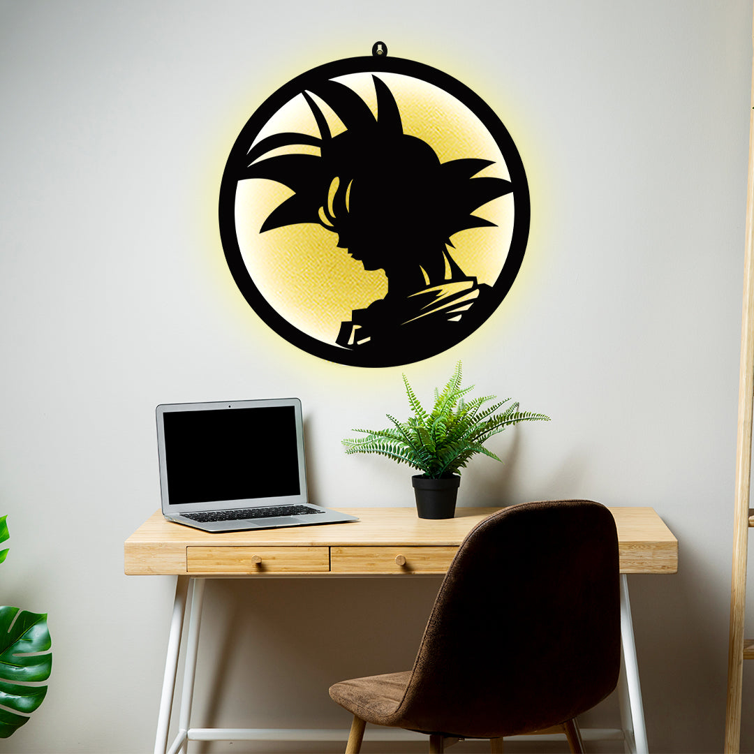 Goku Silhouette LED Wall Light for Anime Fan Wall Decor