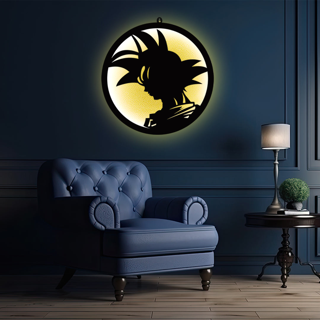 Goku Silhouette LED Wall Light for Anime Fan Wall Decor