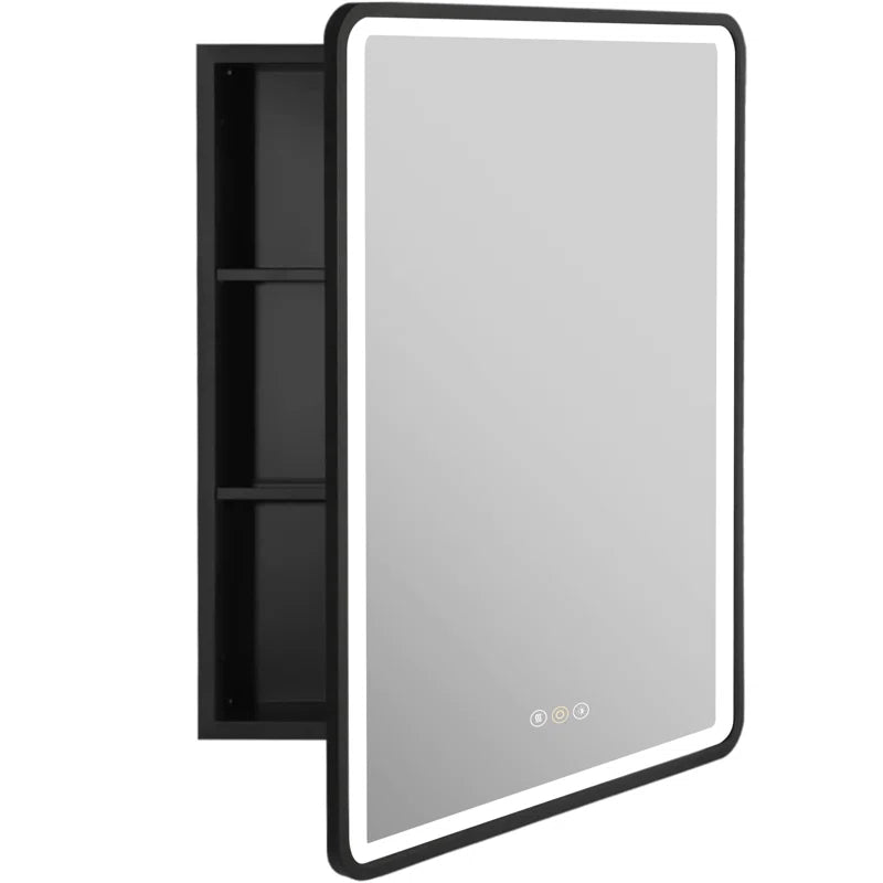 Gold Trimmed LED Mirror for Modern Bathroom