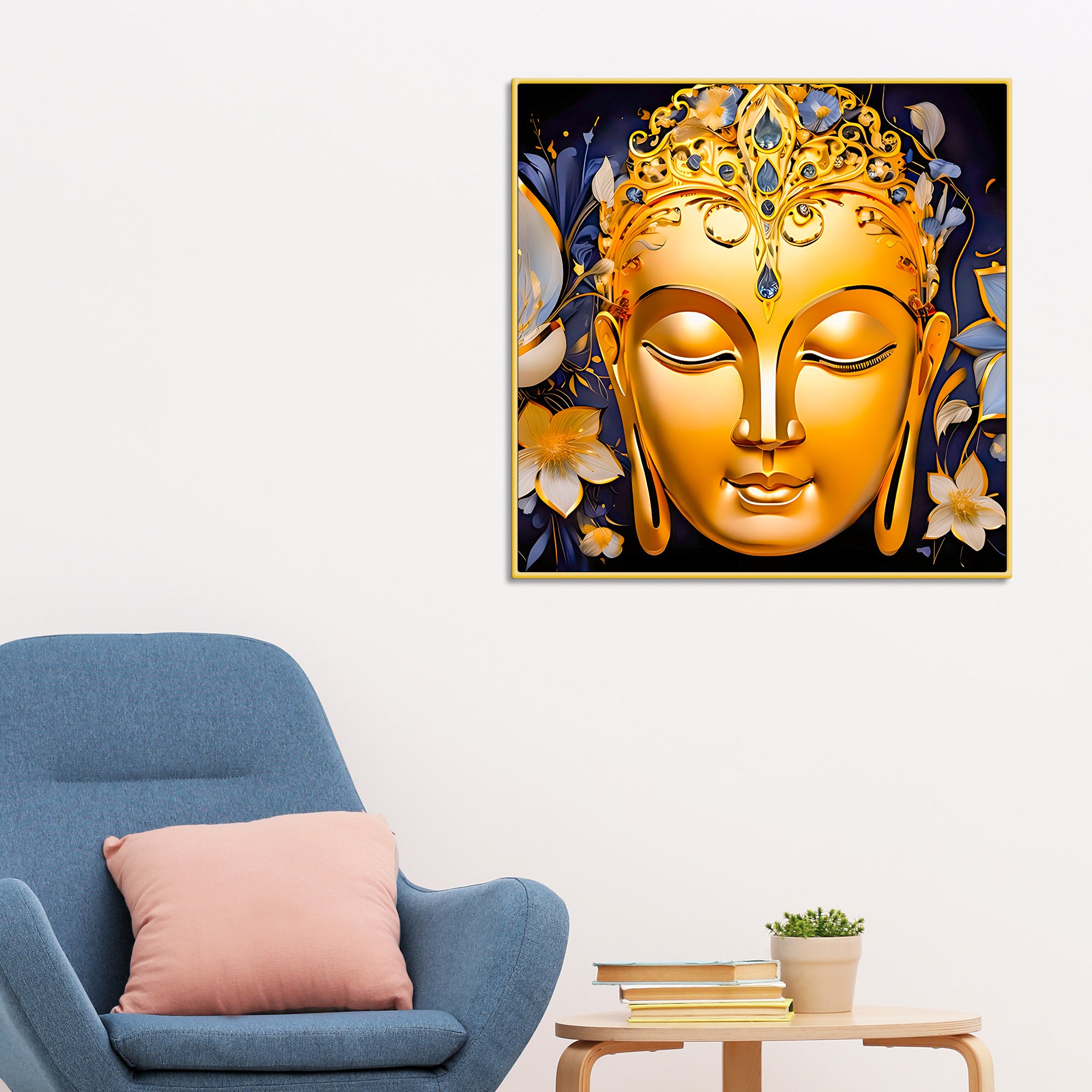 golden-buddha-floral-wall-art-painting