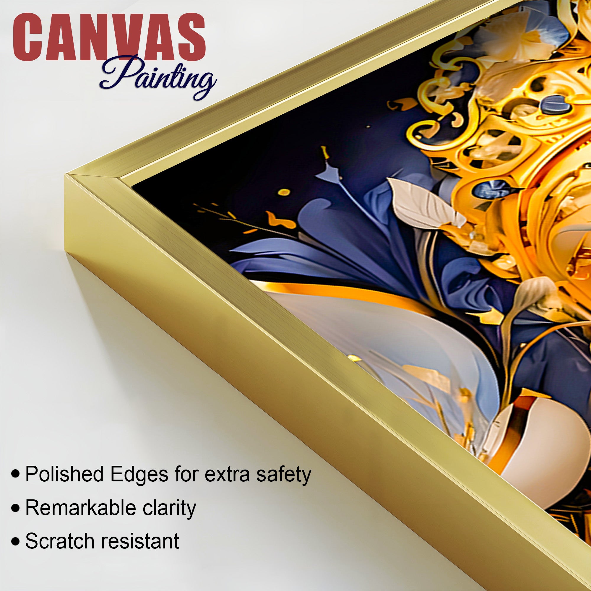 Golden Buddha Floral Wall Art Painting