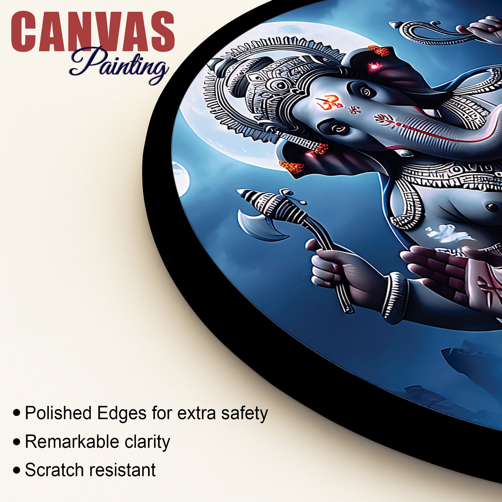 Golden Ganesh Ji Round Painting