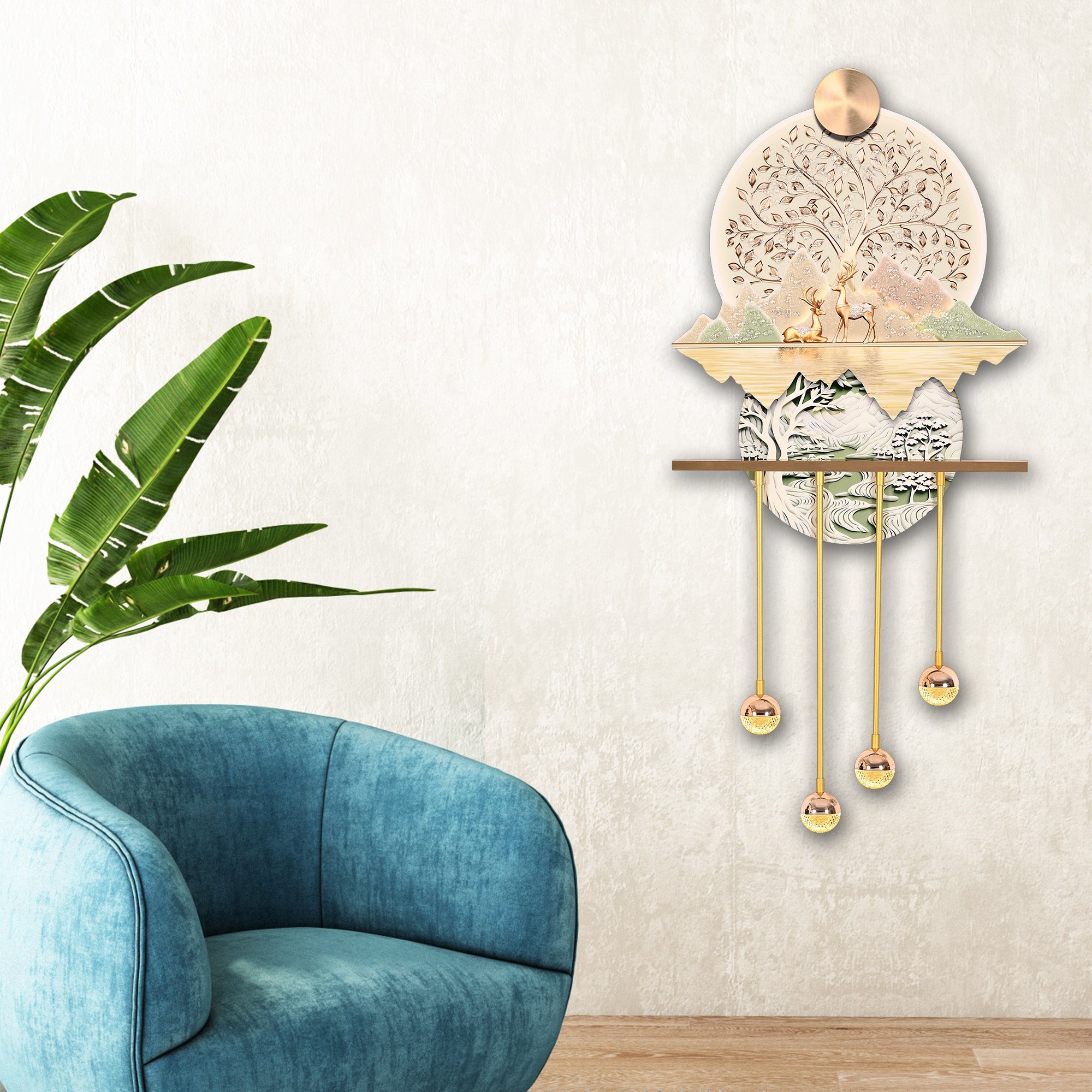 Golden Harmony Crystal Glass Backlit LED Painting