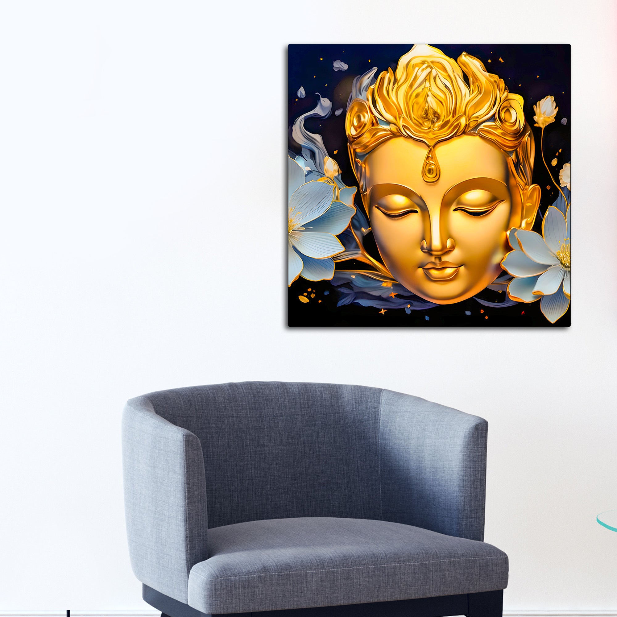 Golden Spiritual Buddha Painting for Home Décor
