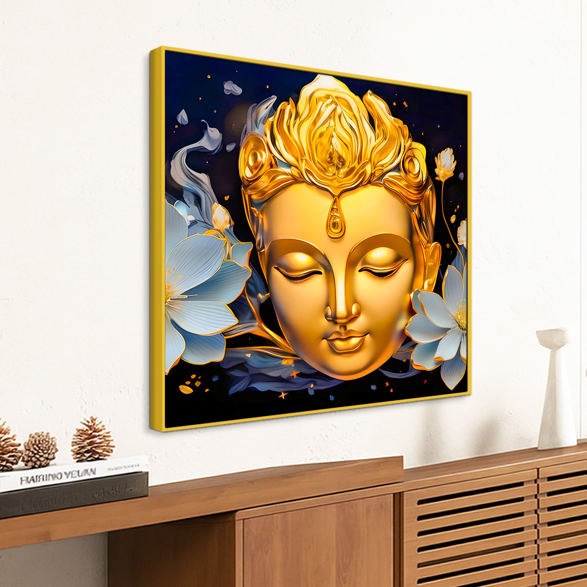 Golden Spiritual Buddha Painting for Home Décor